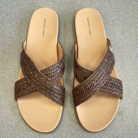 NEW Draper James Alex Women's 10  Brown Woven Flat Slide Sandals - Picture 7 of 7